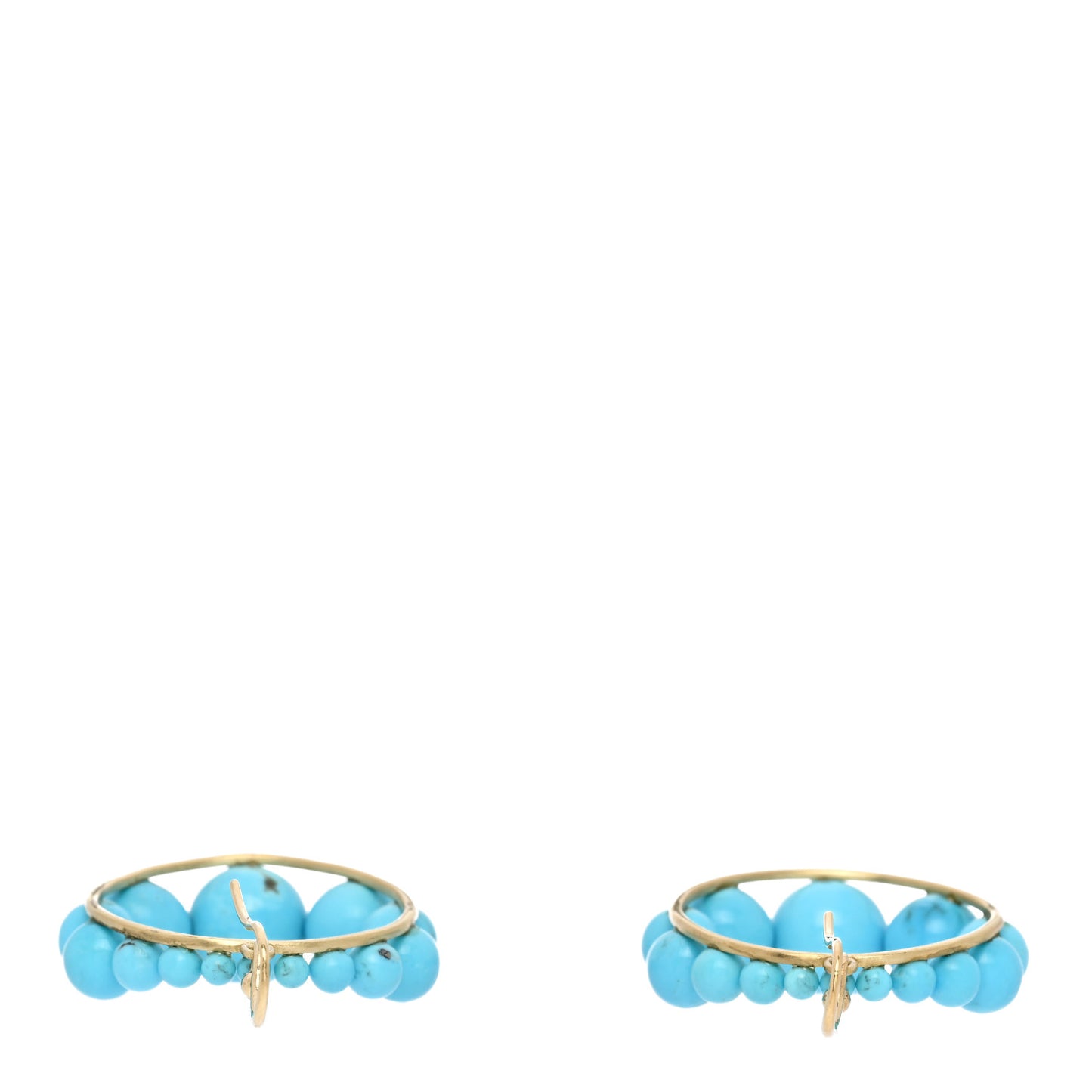 18K Yellow Gold Diamond Turquoise Gumball Earrings