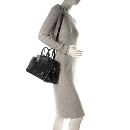 Saint Laurent Calfskin Crocodile Embossed Small Cabas Rive Gauche Black 2 of 8