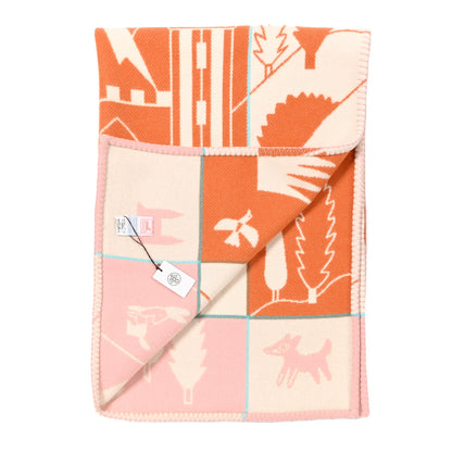Hermes Wool Cashmere Avalon Epopee Blanket Mandarine Rose 2 of 3
