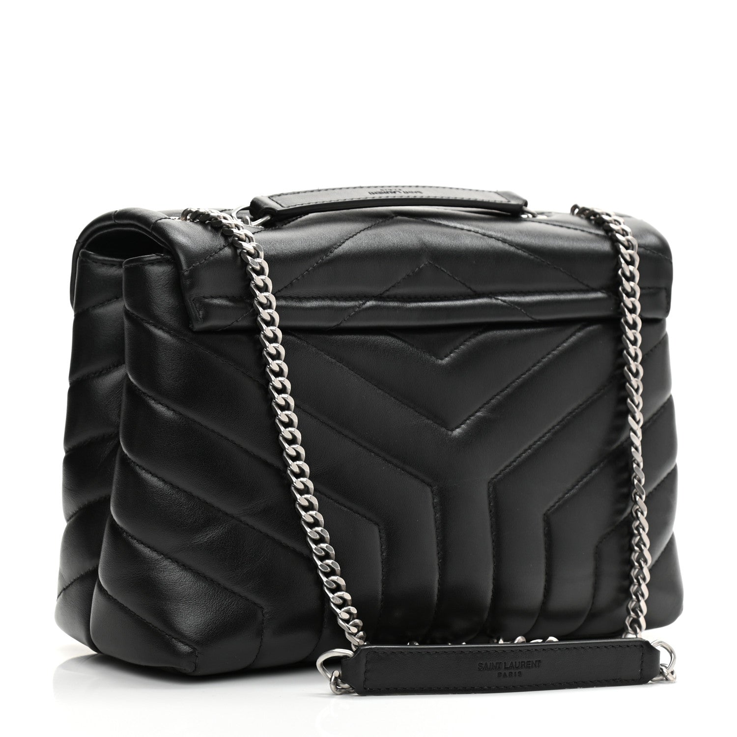 Saint Laurent Calfskin Y Quilted Monogram Small Loulou Chain Satchel Black 3 of 11