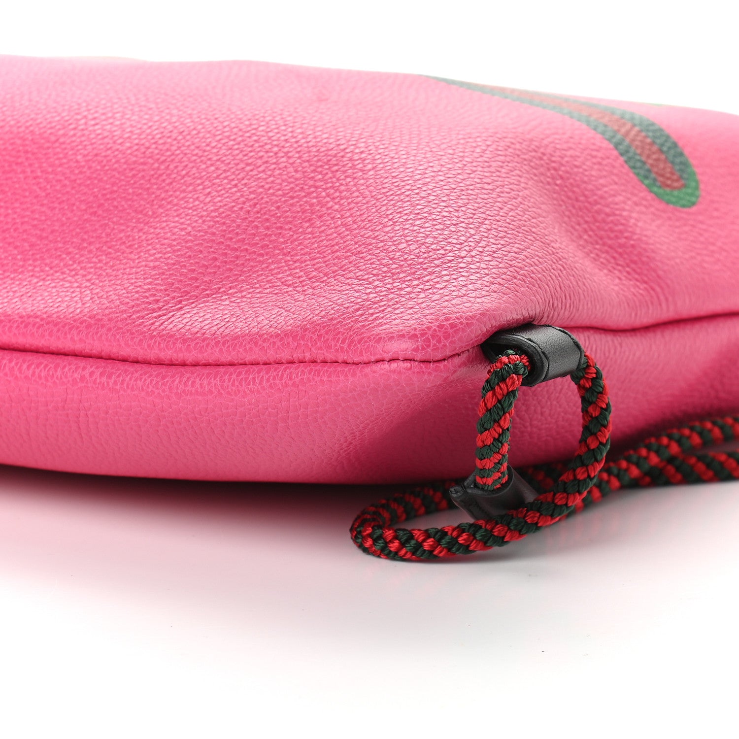 Gucci Grained Calfskin Logo Drawstring Backpack Box Pink Green Black 7 of 11