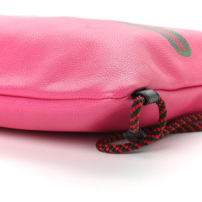 Gucci Grained Calfskin Logo Drawstring Backpack Box Pink Green Black 7 of 11