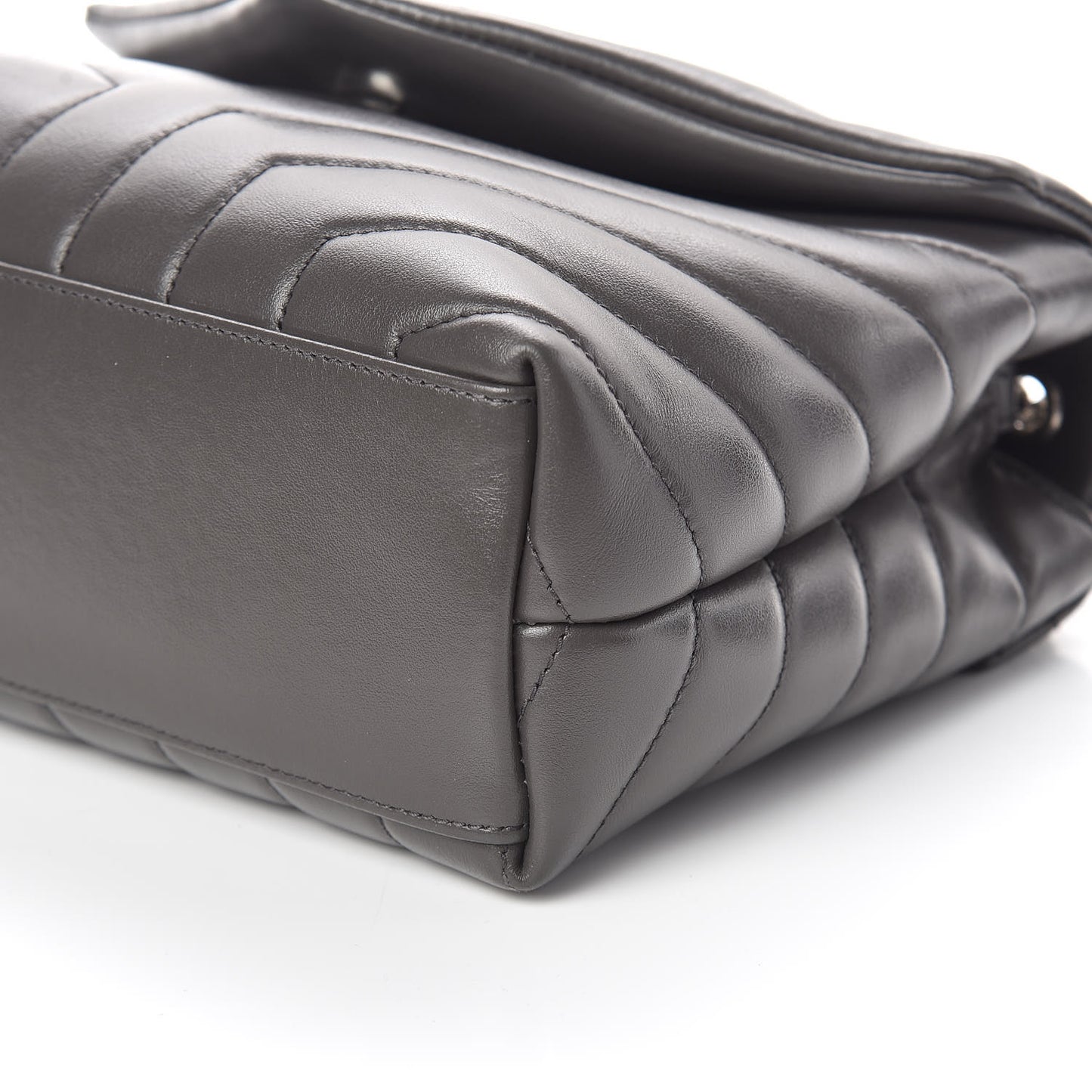 Calfskin Y Quilted Monogram Small Loulou Chain Satchel Asphalt