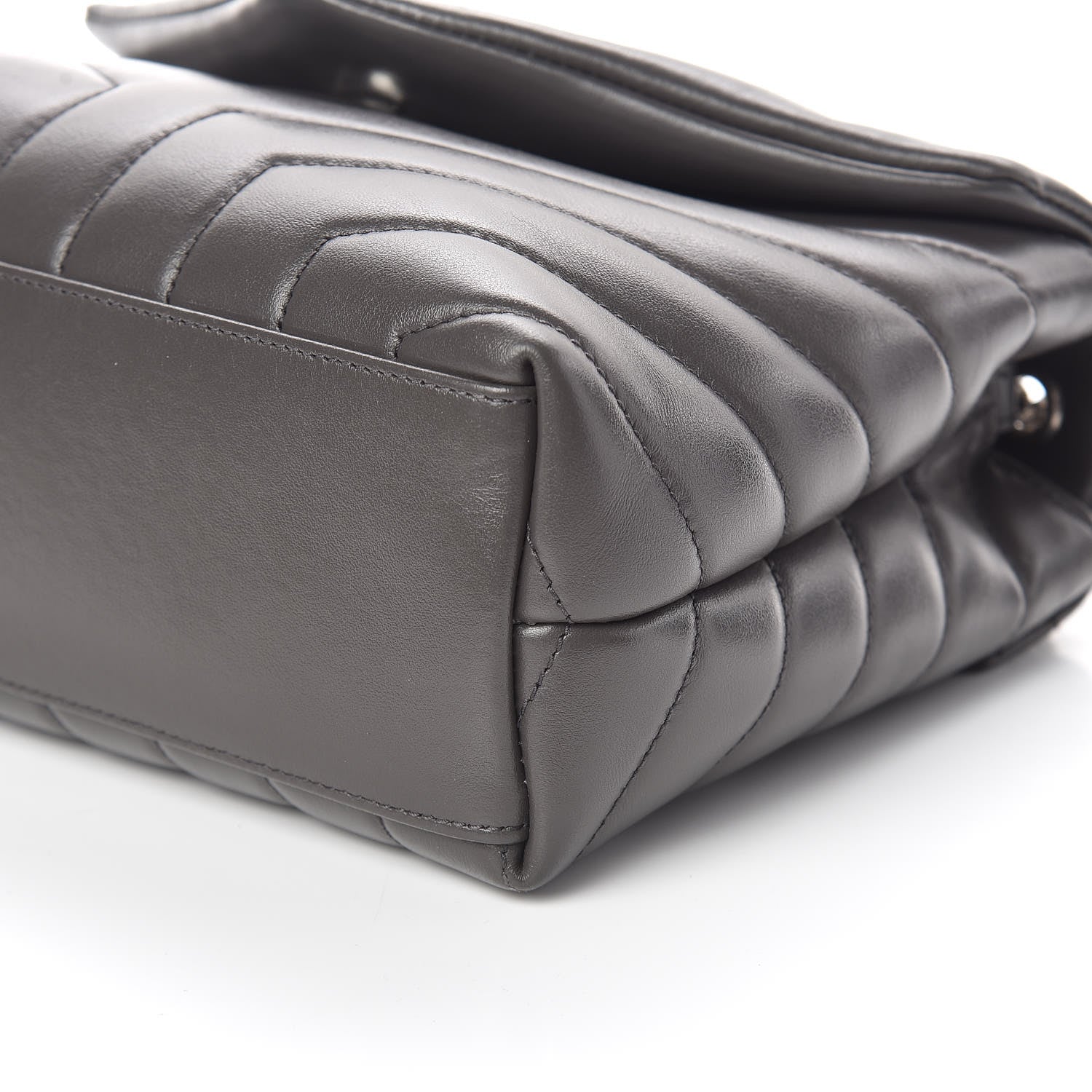 Saint Laurent Calfskin Y Quilted Monogram Small Loulou Chain Satchel Asphalt 6 of 10