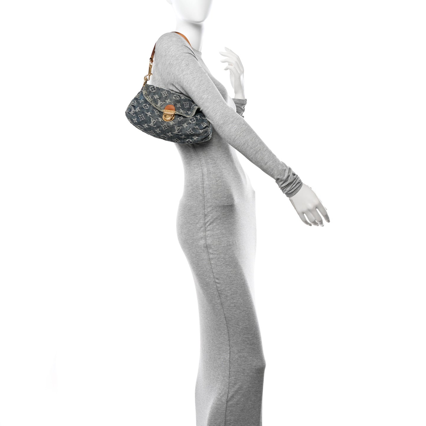 Monogram Denim Mini Pleaty Blue