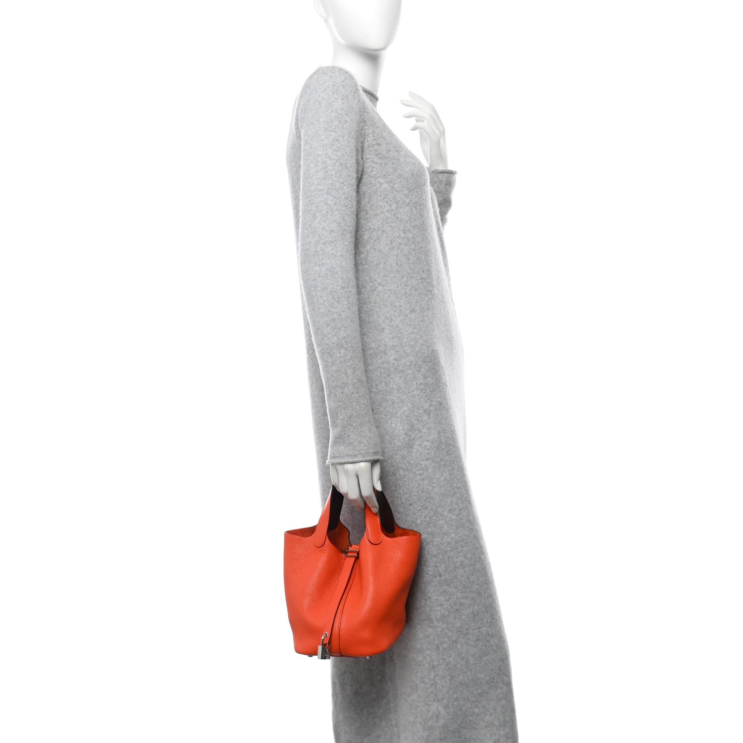 Hermes Taurillon Clemence Swift Eclat Picotin Lock 18 PM Orange Poppy Prune 2 of 10