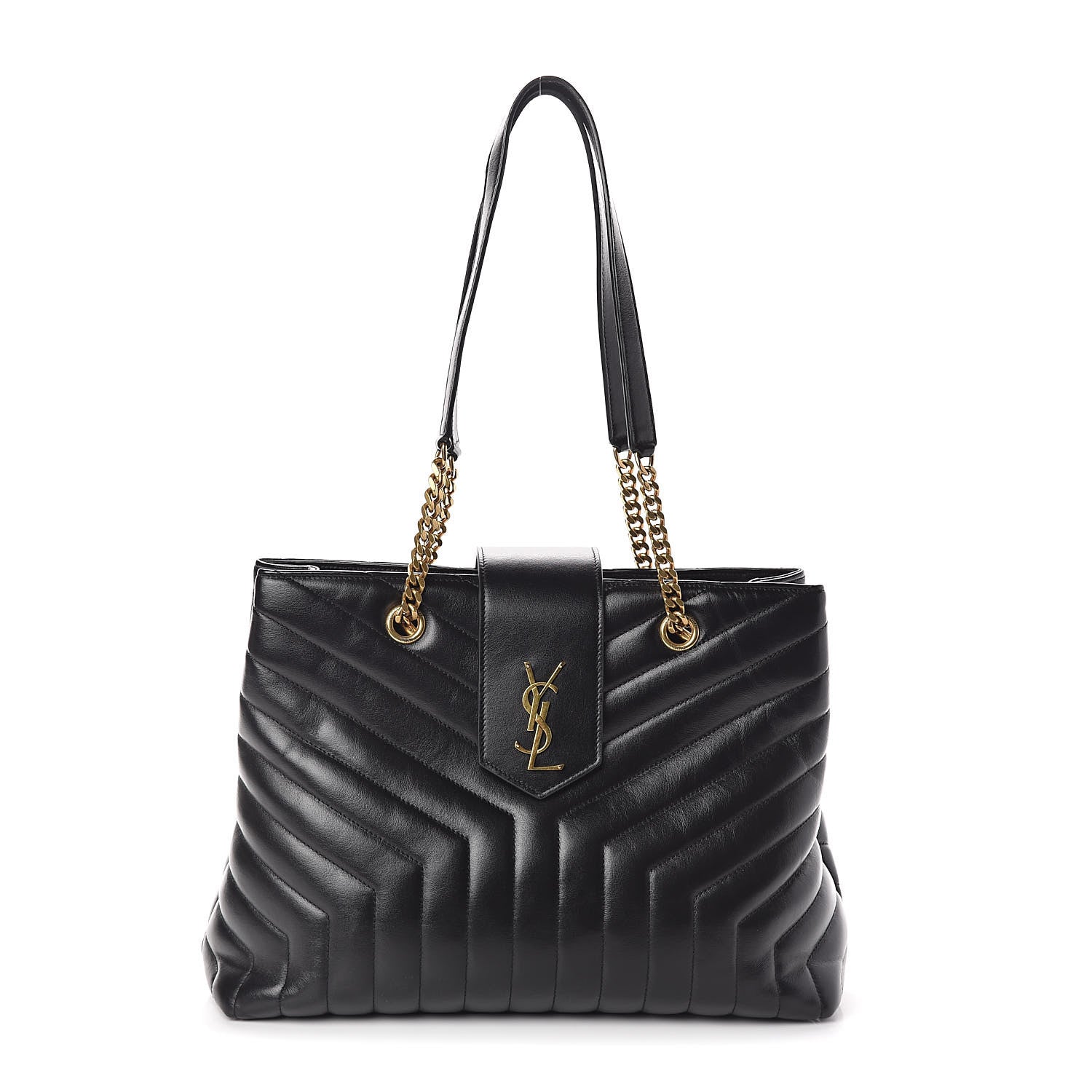 Saint Laurent Calfskin Y Quilted Monogram Large Loulou Shopper Black 1 of 9