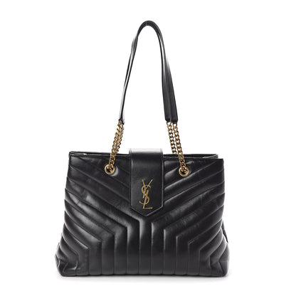 Saint Laurent Calfskin Y Quilted Monogram Large Loulou Shopper Black 1 of 9