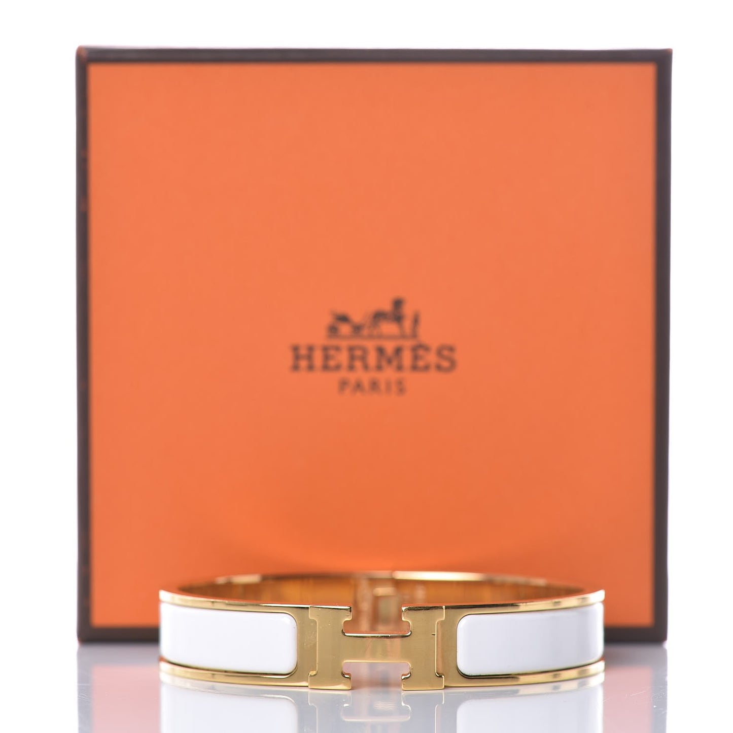 Enamel Narrow Clic Clac H Bracelet GM White