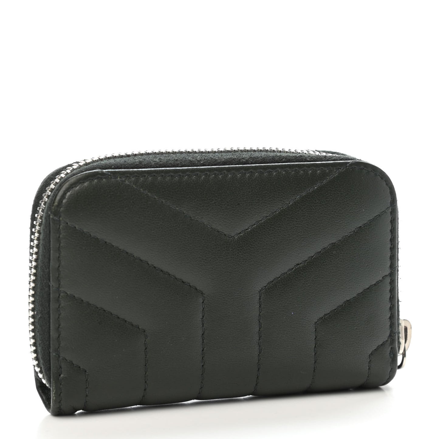 Lambskin Y Quilted Monogram LouLou Zip Coin Purse New Vert Fonce