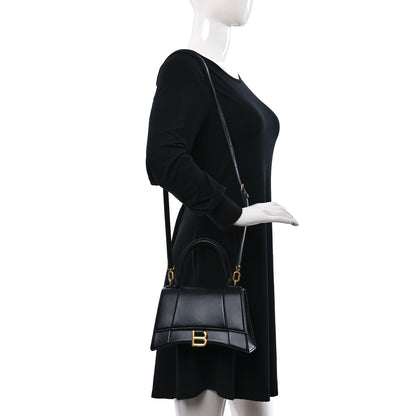Balenciaga Shiny Box Calfskin Small Hourglass Top Handle Bag Black 2 of 9