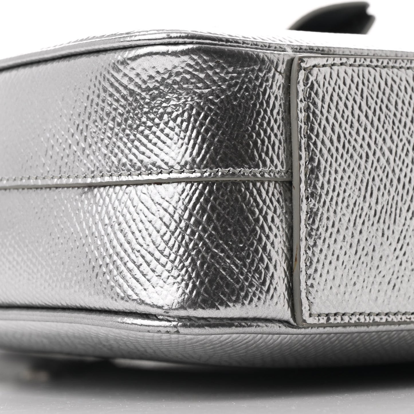 Laminated Grained Calfskin Medium Briefcase Silver