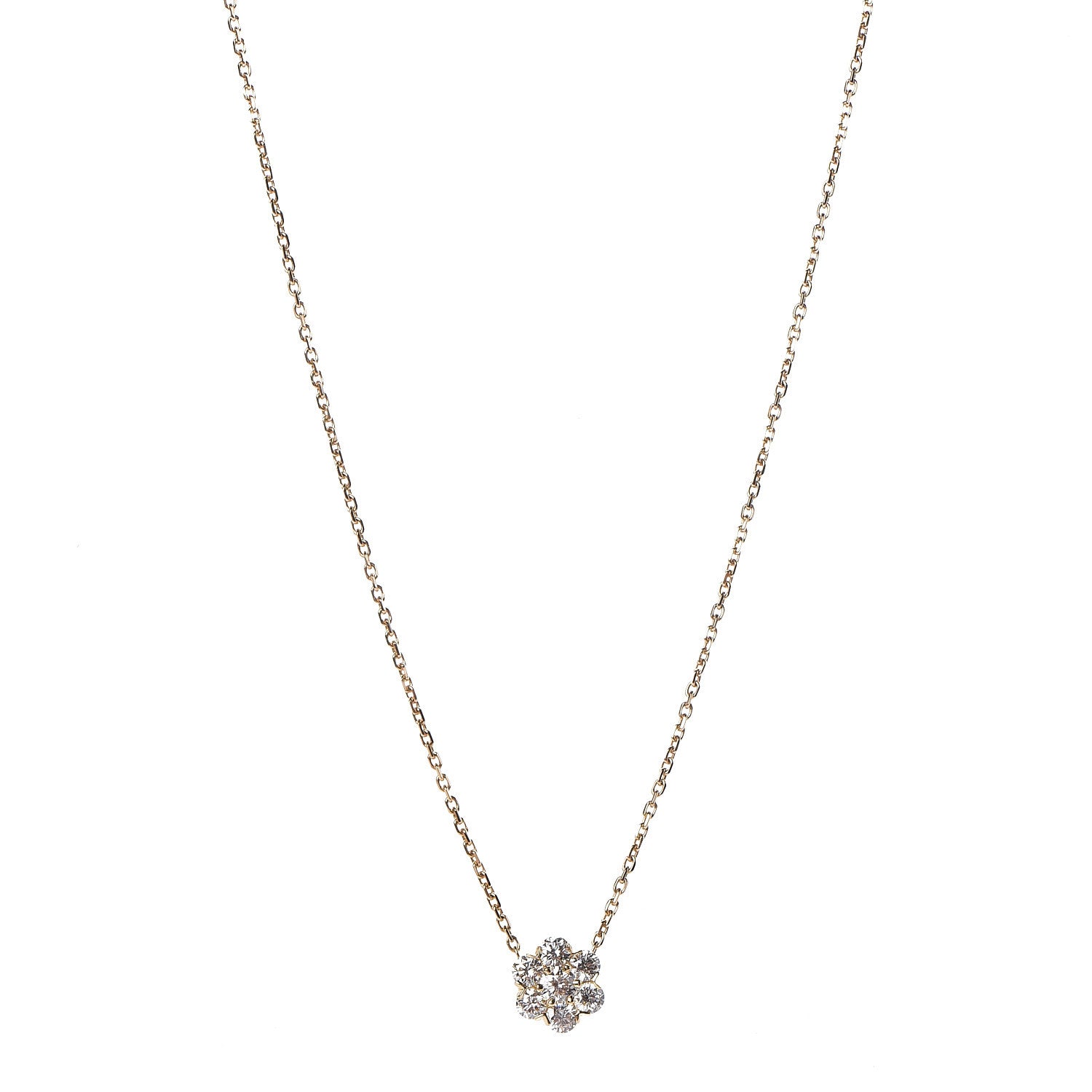 Van Cleef & Arpels 18K Yellow Gold Diamond Large Fleurette Pendant Necklace 1 of 6