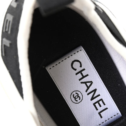 Chanel Velvet Calfskin Mixed Fibers CC Sneakers 38.5 Ivory Black 8 of 11