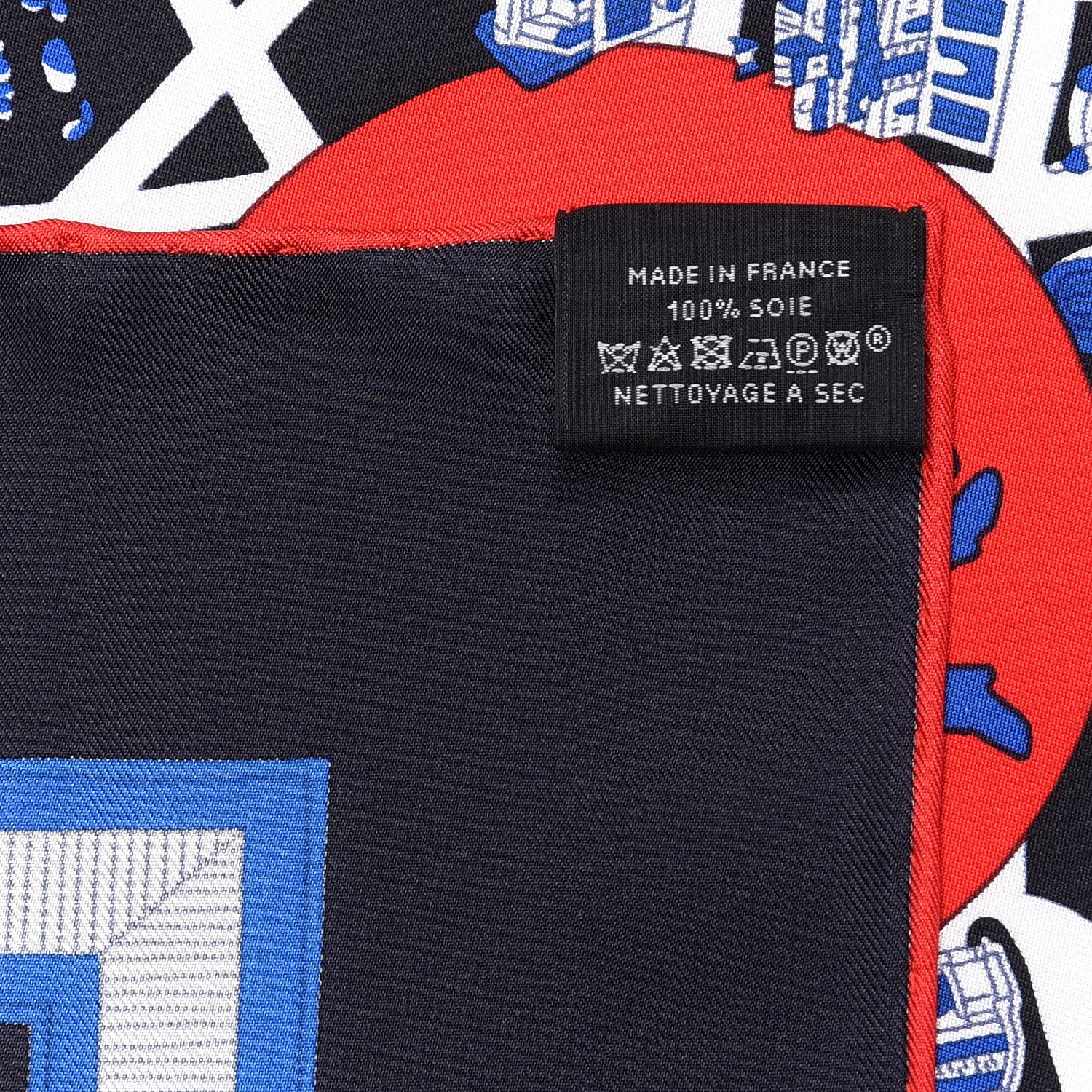 Hermes Silk Les Nouveaux Amoureux de Paris Scarf 90 Bleu Black Rouge White 4 of 4