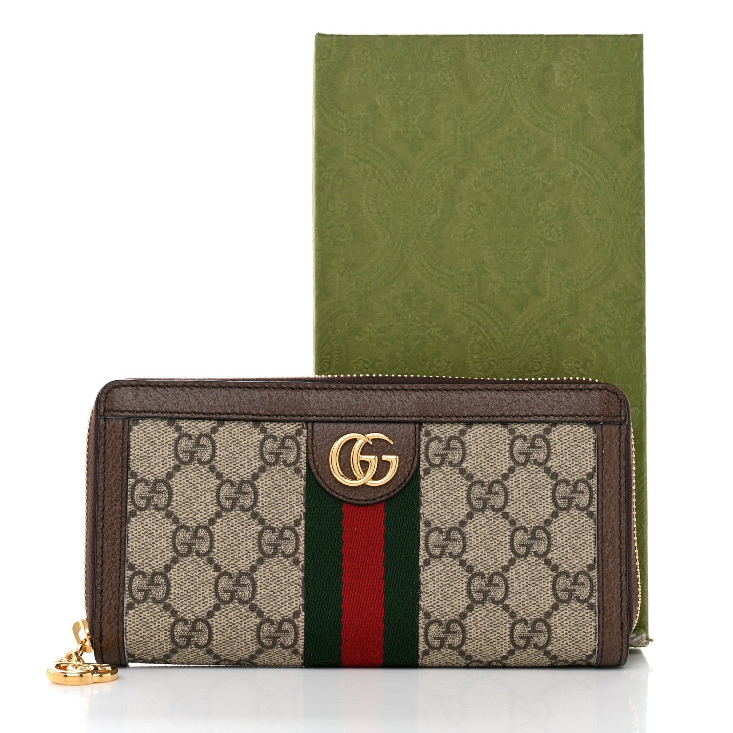 Gucci GG Supreme Monogram Web Ophidia Zip Around Wallet Brown 8 of 8