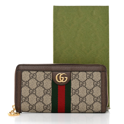 Gucci GG Supreme Monogram Web Ophidia Zip Around Wallet Brown 8 of 8
