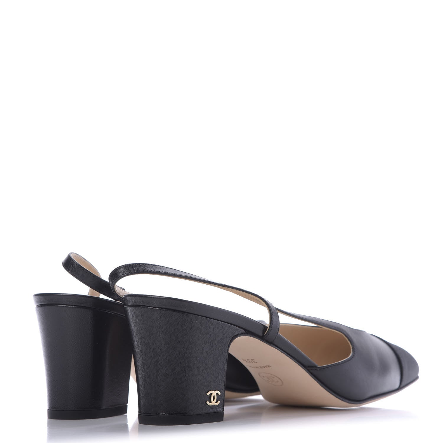 Chanel Goatskin Grosgrain Cap Toe CC Slingback Sandals 39.5 Black 3 of 9