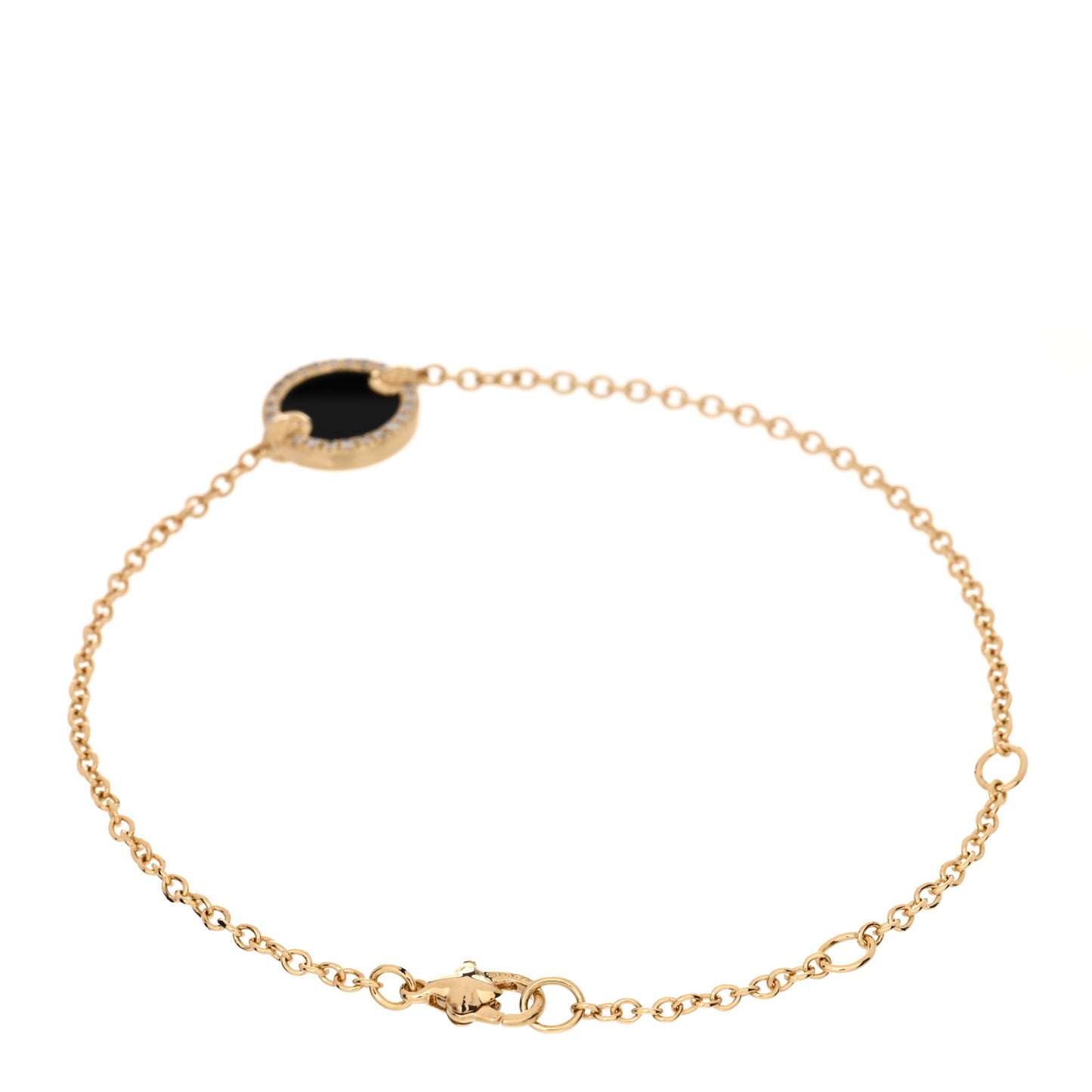 18K Yellow Gold Diamond Black Onyx Petite Elements Bracelet