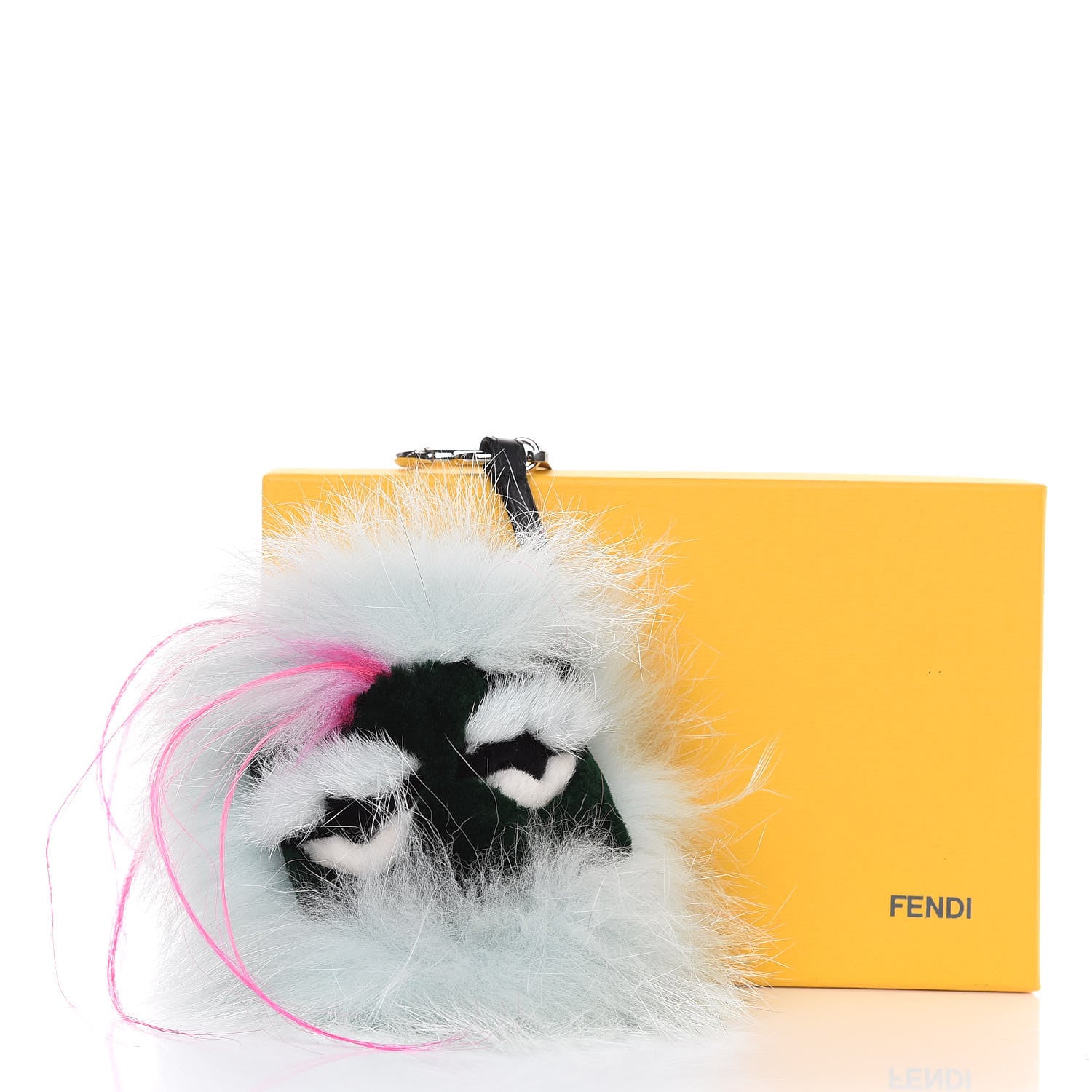 Fendi Fox Rabbit Goat Mink Fur Vitello Flamingo Bagood Monster Bag Bug Charm Light Blue 3 of 3