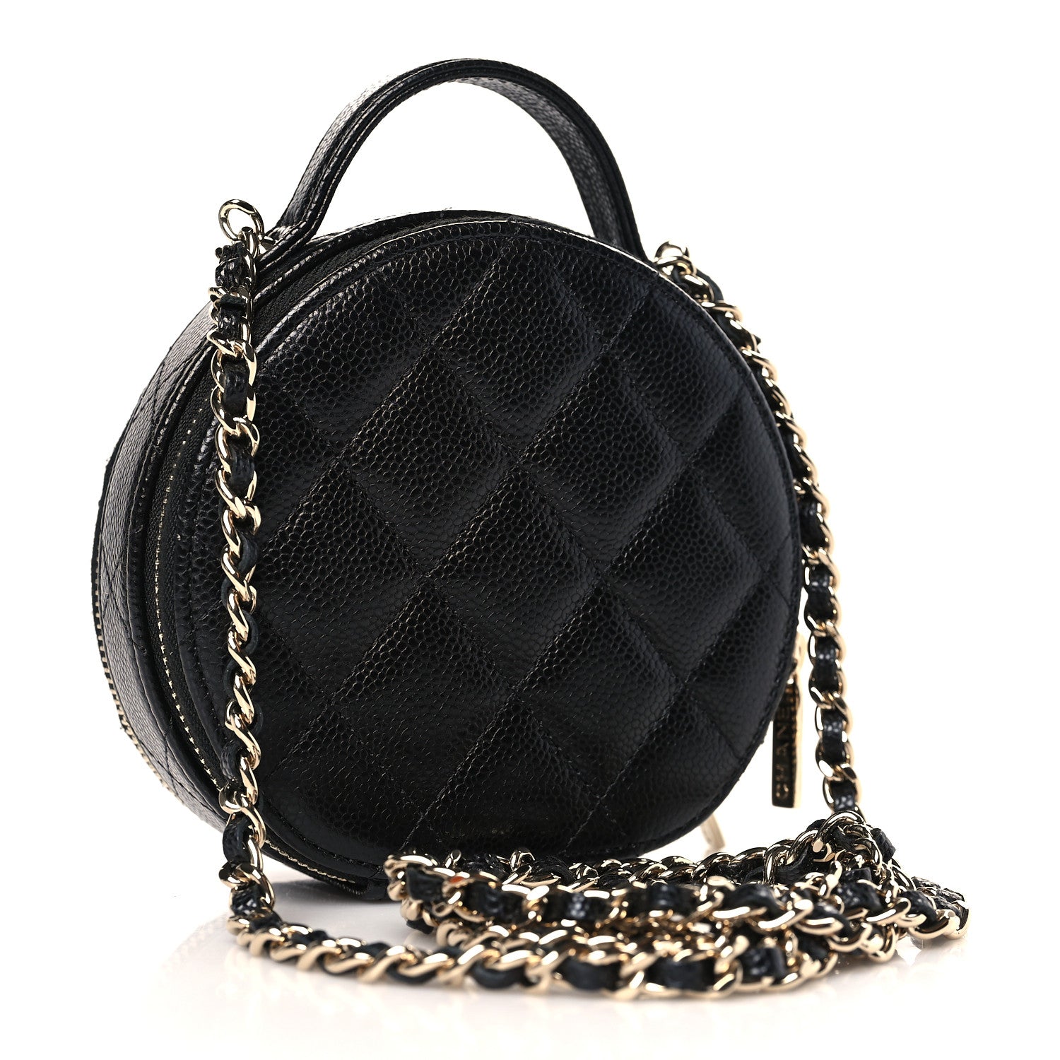 Chanel Caviar Quilted Round Handle With Care Vanity With Chain Black 3 of 10