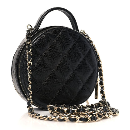 Chanel Caviar Quilted Round Handle With Care Vanity With Chain Black 3 of 10