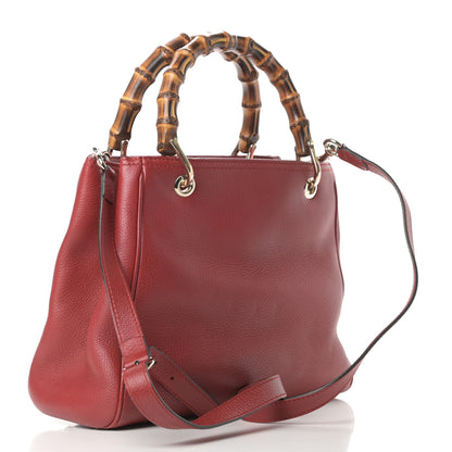 Gucci Calfskin Small Bamboo Shopper Tote Red 3 of 13