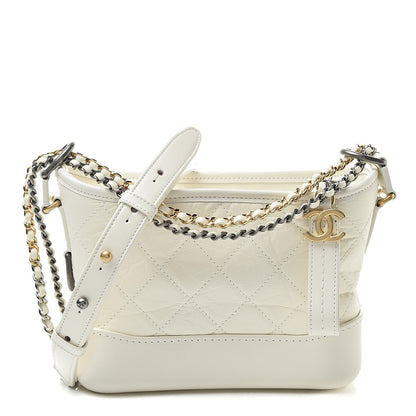 Chanel Aged Calfskin Quilted Small Gabrielle Hobo White 1 of 11