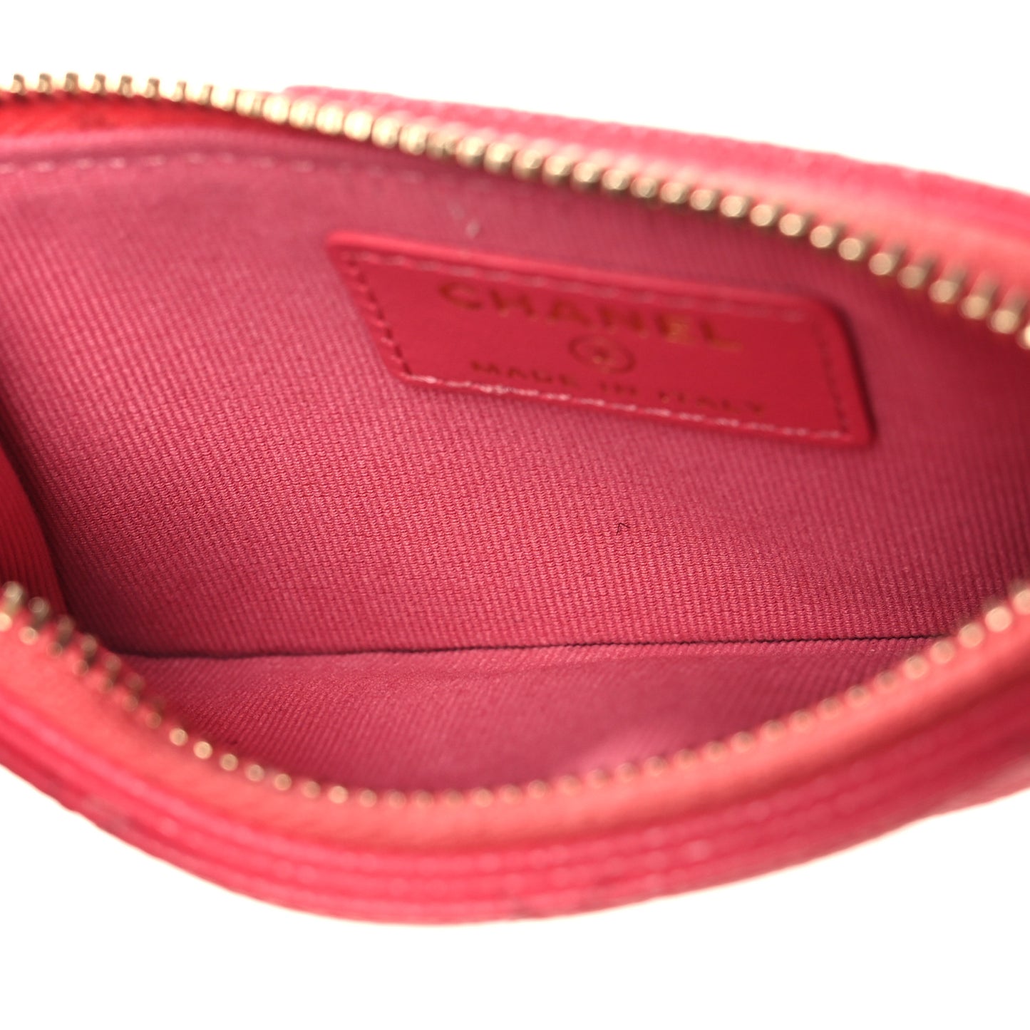 Caviar Quilted Flap Zip Card Holder Dark Pink