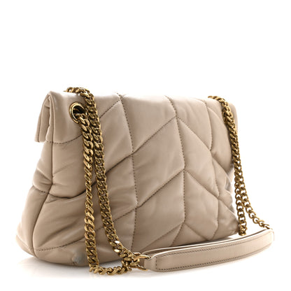 Saint Laurent Lambskin Quilted Small Loulou Puffer Monogram Chain Satchel Dark Beige 3 of 13