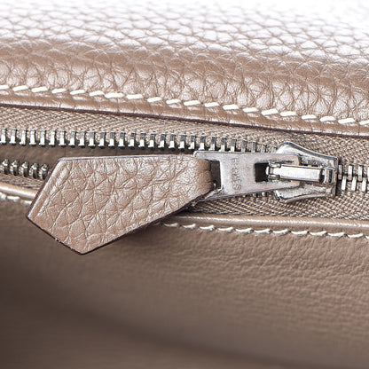 Hermes Taurillon Clemence Shoulder Kelly 40 Etoupe 13 of 38