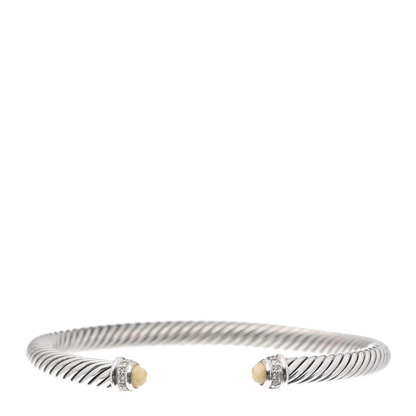 Sterling Silver Diamond White Agate 5mm Cable Classics Bracelet