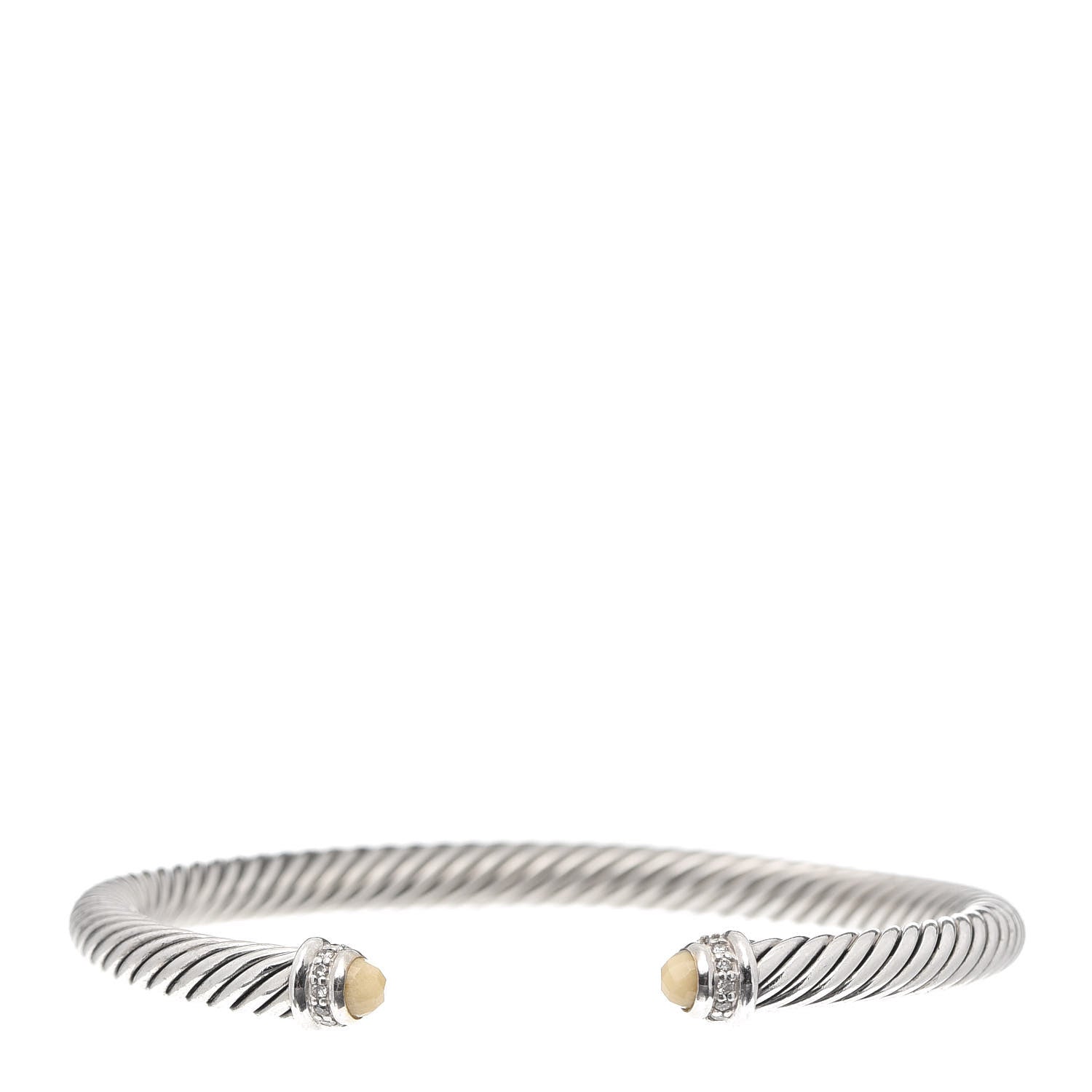 David Yurman Sterling Silver Diamond White Agate 5mm Cable Classics Bracelet 1 of 4