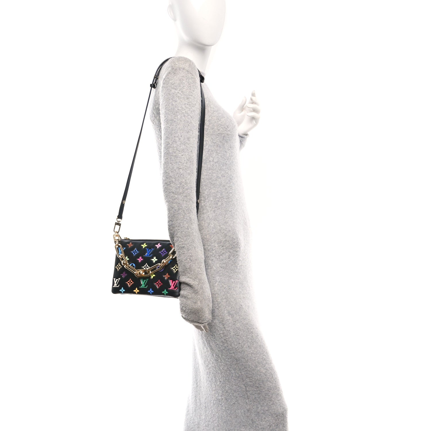 Louis Vuitton LV X TM Lambskin Embossed Monogram Coussin BB Black Multicolor 2 of 11