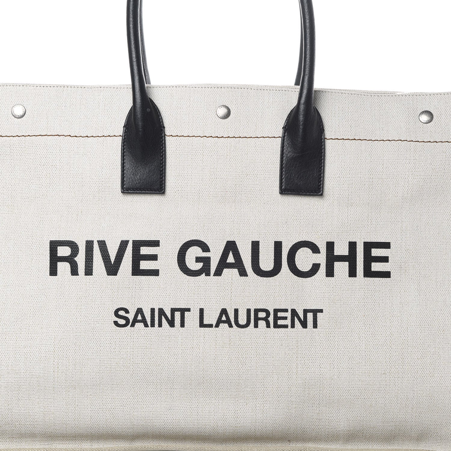Saint Laurent Linen Calfskin Rive Gauche Tote Optic White 8 of 13