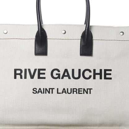 Saint Laurent Linen Calfskin Rive Gauche Tote Optic White 8 of 13