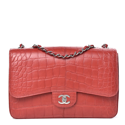 Chanel Matte Alligator Jumbo Single Flap Red 1 of 15