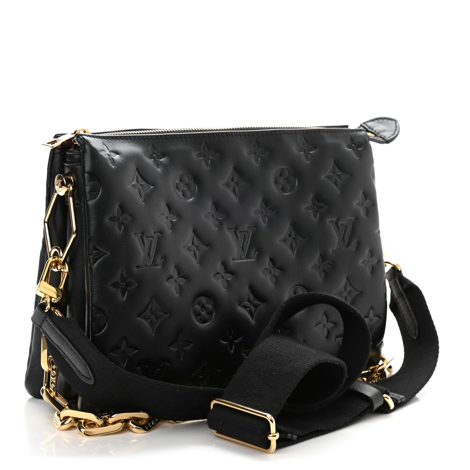 Louis Vuitton Lambskin Embossed Monogram Coussin PM Black 3 of 7