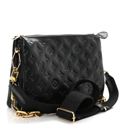 Louis Vuitton Lambskin Embossed Monogram Coussin PM Black 3 of 7