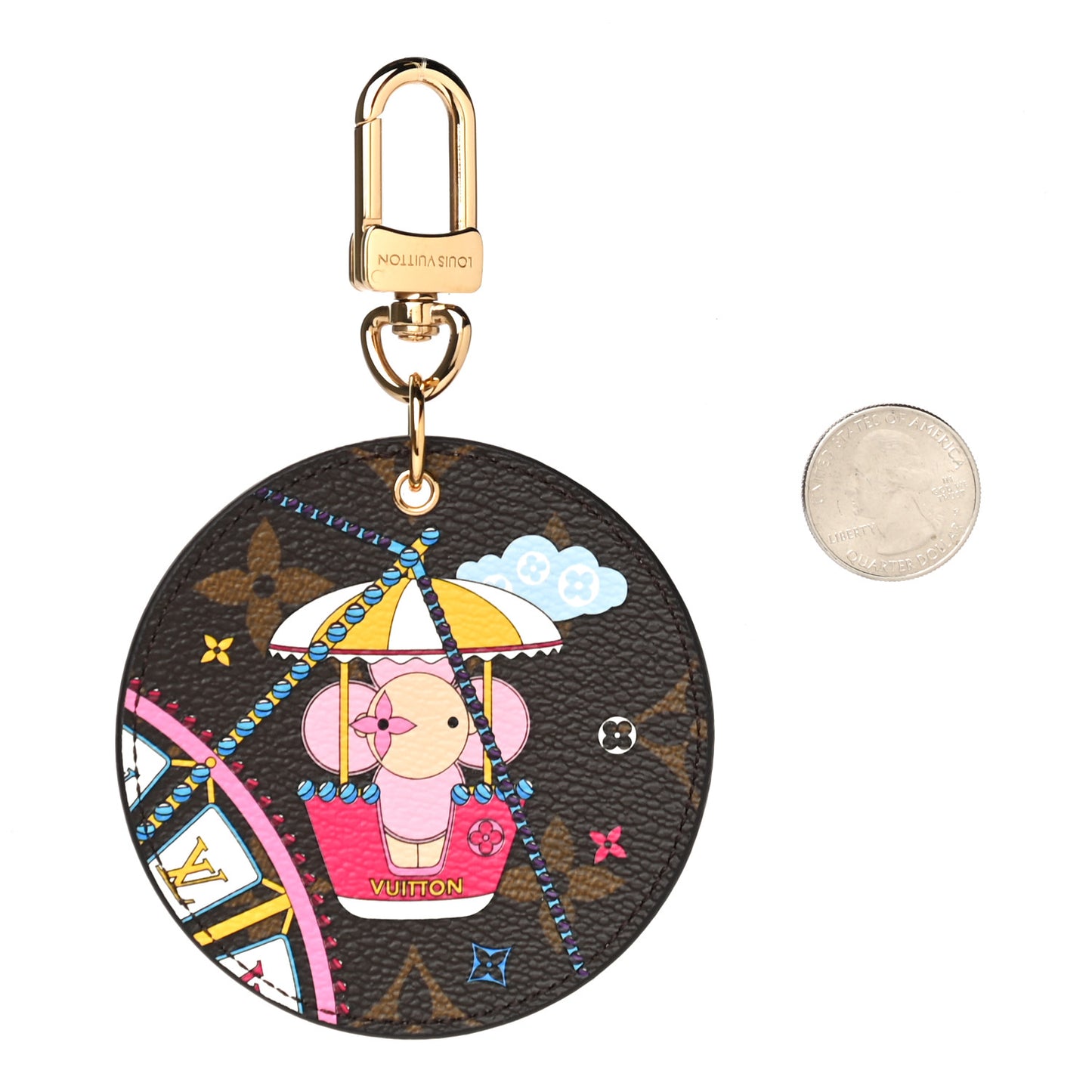 Monogram 2020 Christmas Animation Big Wheel Bag Charm Key Ring Rose Ballerine