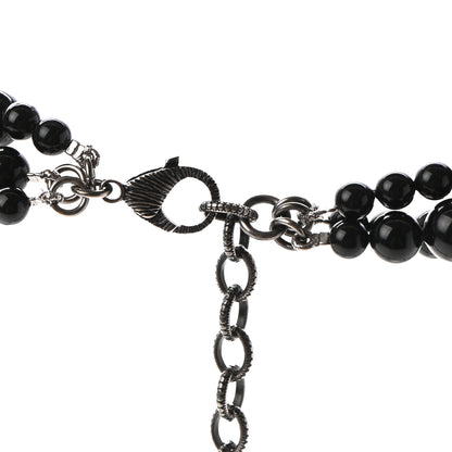 Chanel Pearl Crystal Long CC Necklace Black Black Grey 5 of 6