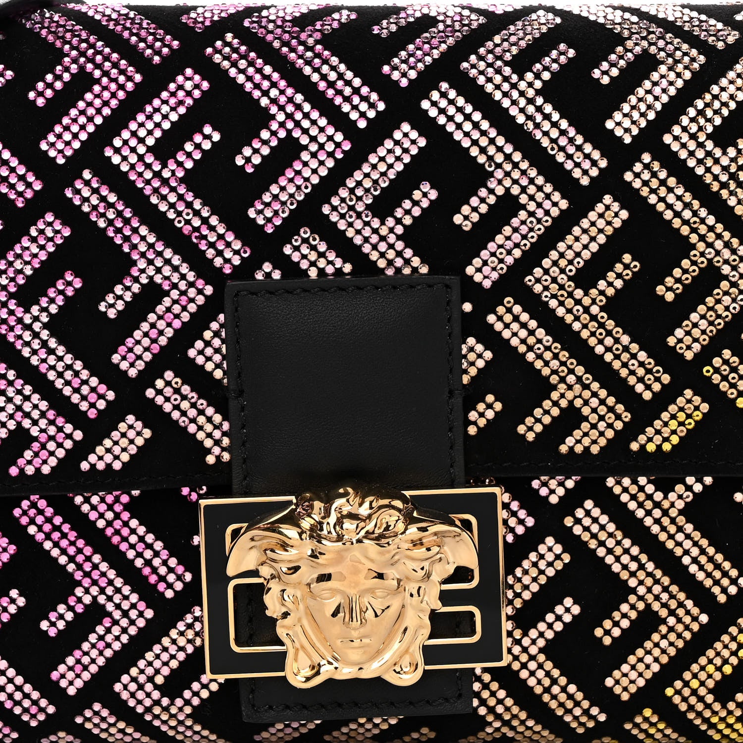 Fendi X VERSACE Calfskin Sequin Fendace FF Baguette Black Multicolor 9 of 11