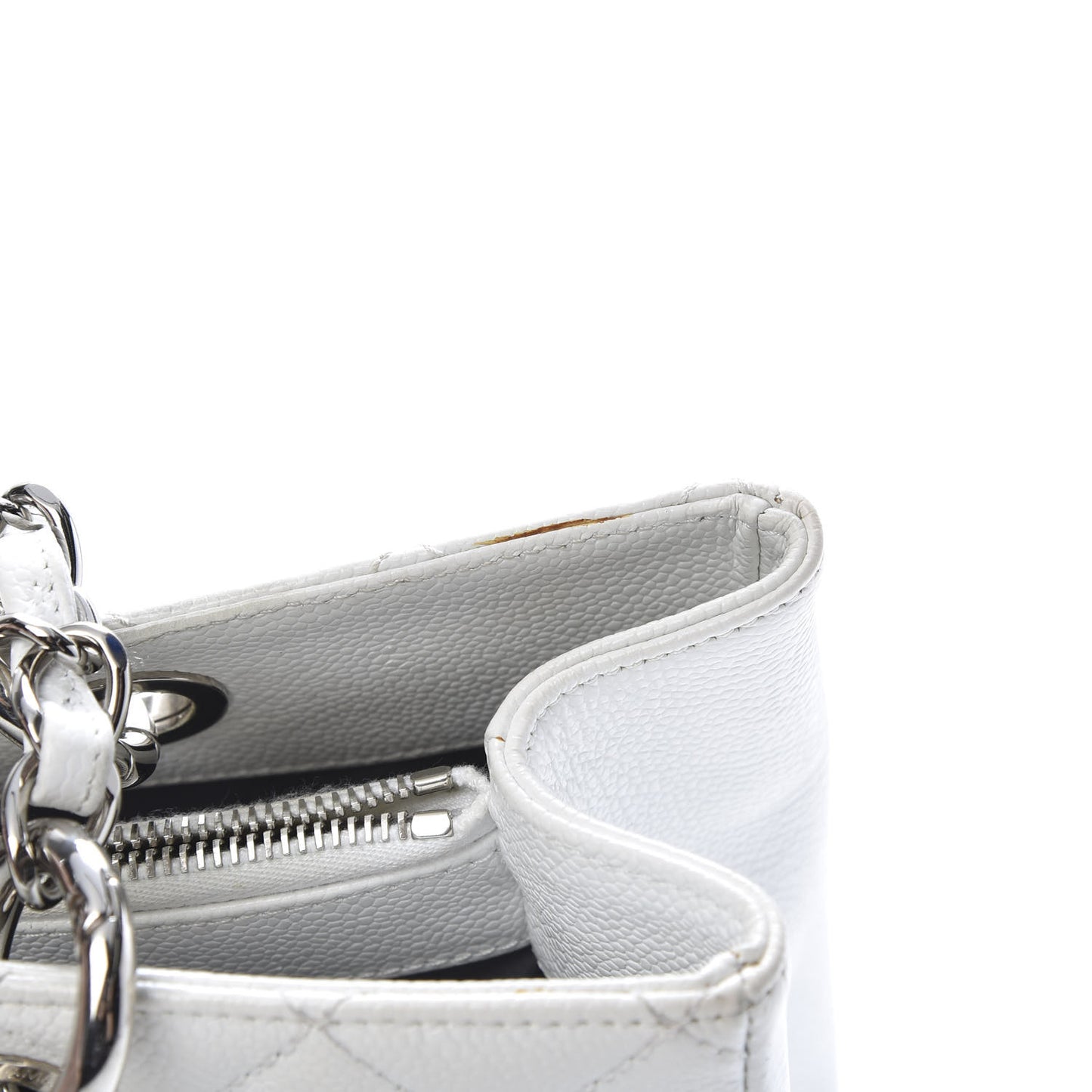 Caviar Quilted Grand Shopping Tote GST White