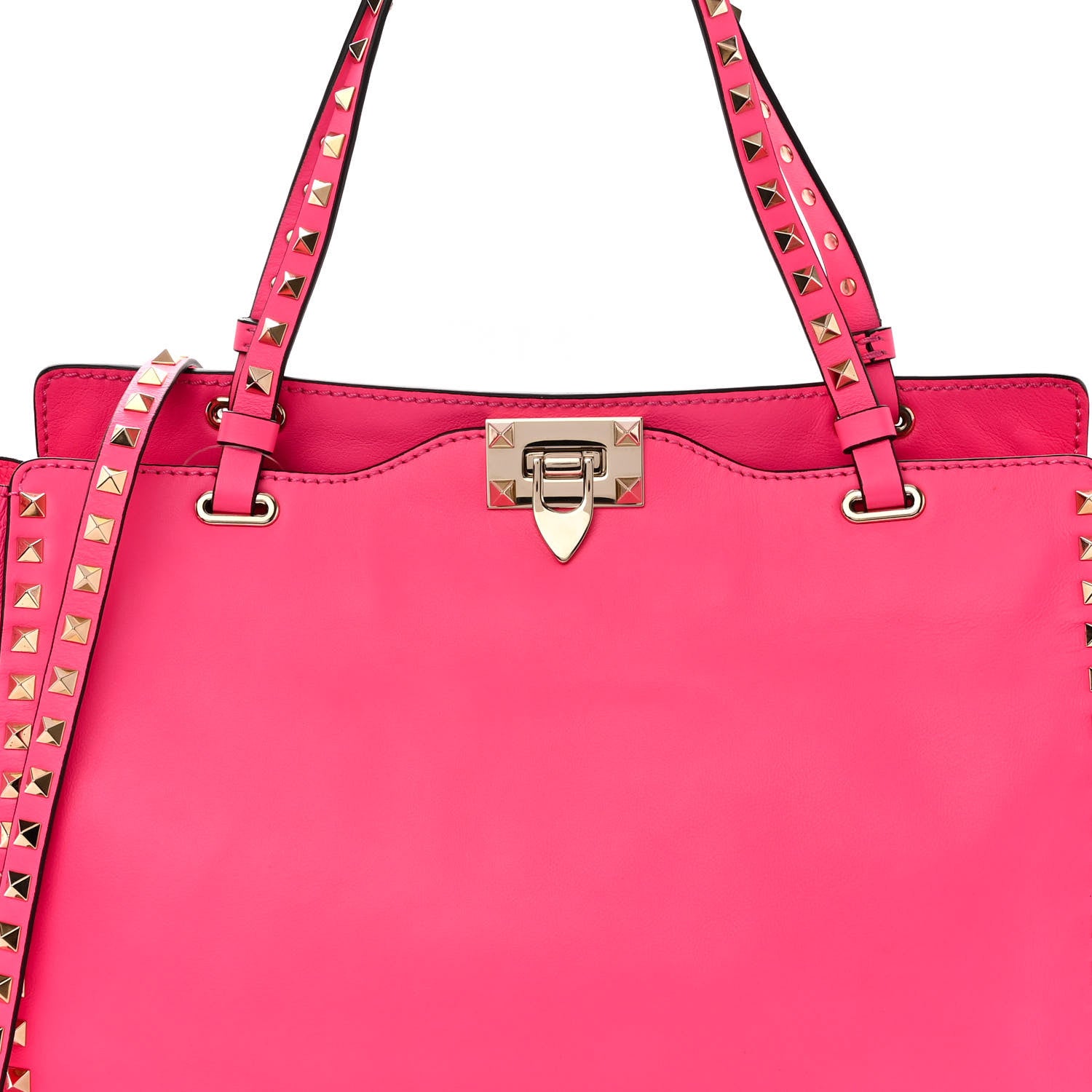 Valentino Garavani Vitello Medium Rockstud Tote Fuxia Fluo 7 of 9