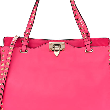 Valentino Garavani Vitello Medium Rockstud Tote Fuxia Fluo 7 of 9