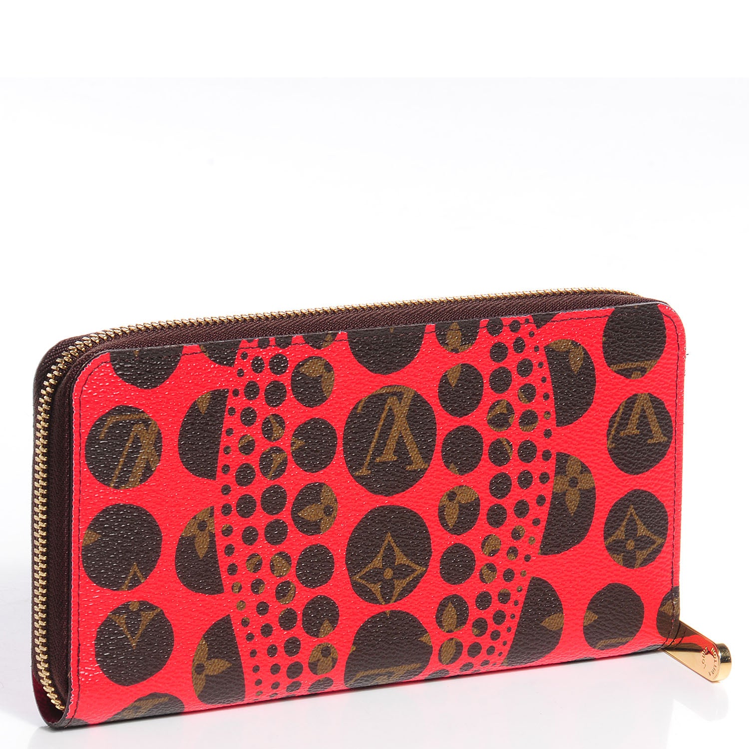Louis Vuitton Monogram Kusama Pumpkin Dots Zippy Wallet Red 3 of 8