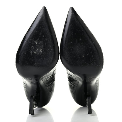 Saint Laurent Calfskin Crocodile Embossed Opyum 110 Pumps 37.5 Black 5 of 8