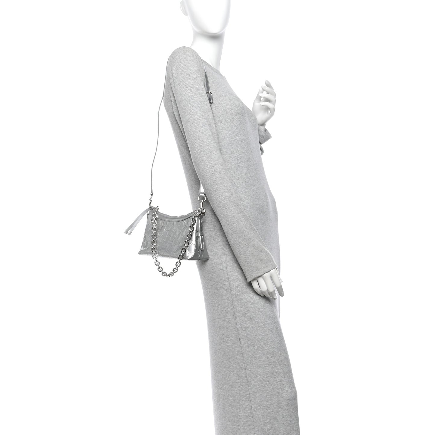 Shine Guccissima Emblem Small Shoulder Bag Silver