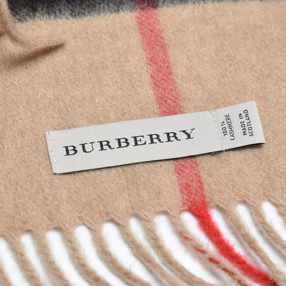 Burberry Cashmere Classic Check Fringe Scarf Camel 4 of 5