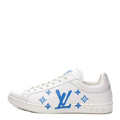 Louis Vuitton Calfskin Luxembourg Samothrace Mens Sneakers 8 White Blue 1 of 9